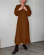 Women’s V-Neck Long Sleeve Maxi Dress - Brown