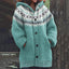 Women’s Fair Isle Hooded Knit Cardigan - Light Blue