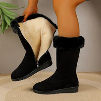 Women’s Faux Fur Cuff Winter Boots - Black