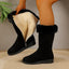Women’s Faux Fur Cuff Winter Boots - Black