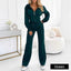Women’s Zip-Up Hooded Two-Piece Lounge Set - Green