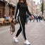 Women’s Side Stripe Two-Piece Tracksuit Set - Black With White Trim