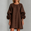 Women’s Ruffle Sleeve Button-Front Mini Dress - Brown