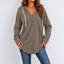 Women’s Hooded V-Neck Pullover with Curved Hem - Latte