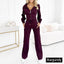 Women’s Zip-Up Hooded Two-Piece Lounge Set - Burgundy