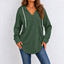 Women’s Hooded V-Neck Pullover with Curved Hem - Forest Green