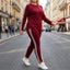 Women’s Side Stripe Two-Piece Tracksuit Set - Burgundy With White Trim