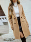 Women’s Camel Double Breasted Knee Length Overcoat