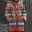 Women’s Fair Isle Hooded Knit Cardigan - Orange