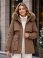 Women’s Faux Fur Hood Padded Parka - Brown