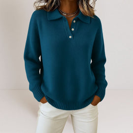 Women’s Polo Collar Knit Jumper - Navy Blue