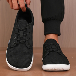 Women’s Wide Toe Knit Lace-Up Trainers - Black