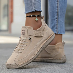 Women’s Hand-Stitched Slip-On Walking Shoes - Beige
