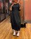 Women’s Round Neck Midi Dress with 3/4 Sleeves - Black