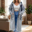 Women’s Longline Zip-Up Hooded Sweatshirt Coat - Grey