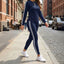 Women’s Side Stripe Two-Piece Tracksuit Set - Navy Blue With White Trim