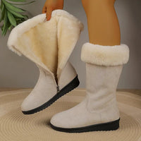 Women’s Faux Fur Cuff Winter Boots - Beige