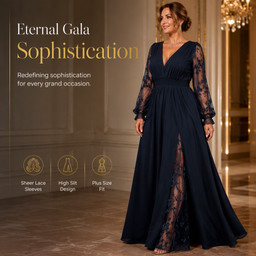 Women’s Lace Sleeve V-Neck Maxi Dress - view 2