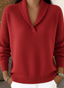 Women’s Shawl Collar V-Neck Jumper - Red