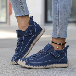 Women’s Hand-Stitched Slip-On Walking Shoes - Navy Blue