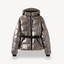Women’s Belted Geometric Print Puffer Jacket - Bronze