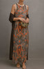 Women’s Printed Maxi Dress with Long Cardigan Set - Coffee