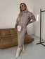 Women’s Knit Midi Dress and Turtleneck Jumper Set - Beige