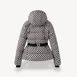 Women’s Belted Geometric Print Puffer Jacket - view 2