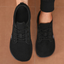 Women’s Wide Toe Knit Lace-Up Trainers - All Black