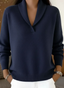 Women’s Shawl Collar V-Neck Jumper - Blue