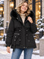 Women’s Faux Fur Hood Padded Parka - Black