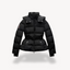 Women’s Belted Geometric Print Puffer Jacket - Grey-Black