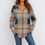 Women’s Hooded V-Neck Pullover with Curved Hem - Dark Coffee