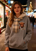 Women’s Highland Cow Fleece Lined Hoodie - Grey