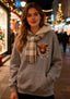 Women’s Highland Cow Fleece Lined Hoodie - Grey
