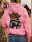 Women’s Highland Cow Fleece Lined Hoodie - Pink