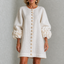 Women’s Ruffle Sleeve Button-Front Mini Dress - White