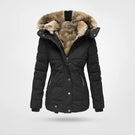 Women’s Mid-Length Quilted Parka with Faux Fur Trim
