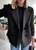 Blazer | Double Breasted Front, Ribbed Knit Sleeves 1