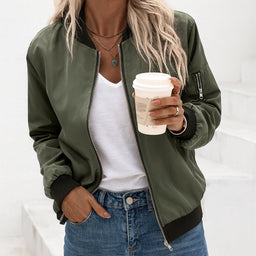 Bomber Jacket | Zip-Front Closure, Ribbed Trim 0