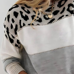 Women’s Colour Block Leopard Print Jumper - view 2