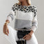 Women’s Colour Block Leopard Print Jumper - Grey