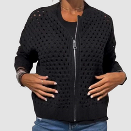 Cardigan | Textured Knit, Zipper Closure 1