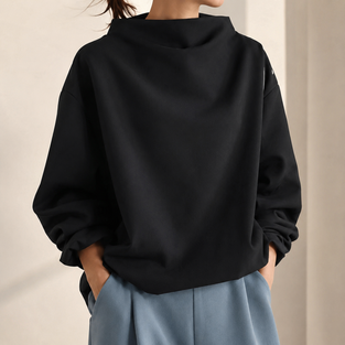 Women’s Funnel Neck Balloon Sleeve Jumper - Black