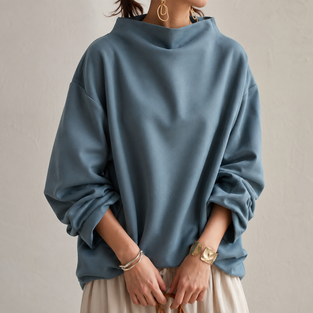 Women’s Funnel Neck Balloon Sleeve Jumper - Blue