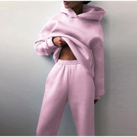 Women’s Hooded Sweatshirt and Jogger Tracksuit - Pink