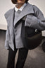 Women’s Cropped Double Breasted Wide Collar Coat - Dark Grey