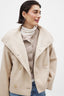 Women’s Cropped Double Breasted Wide Collar Coat - Beige