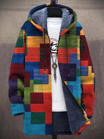 Women’s Patchwork Print Hooded Cardigan - Multicolour Block