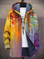 Women’s Patchwork Print Hooded Cardigan - Floral Rainbow